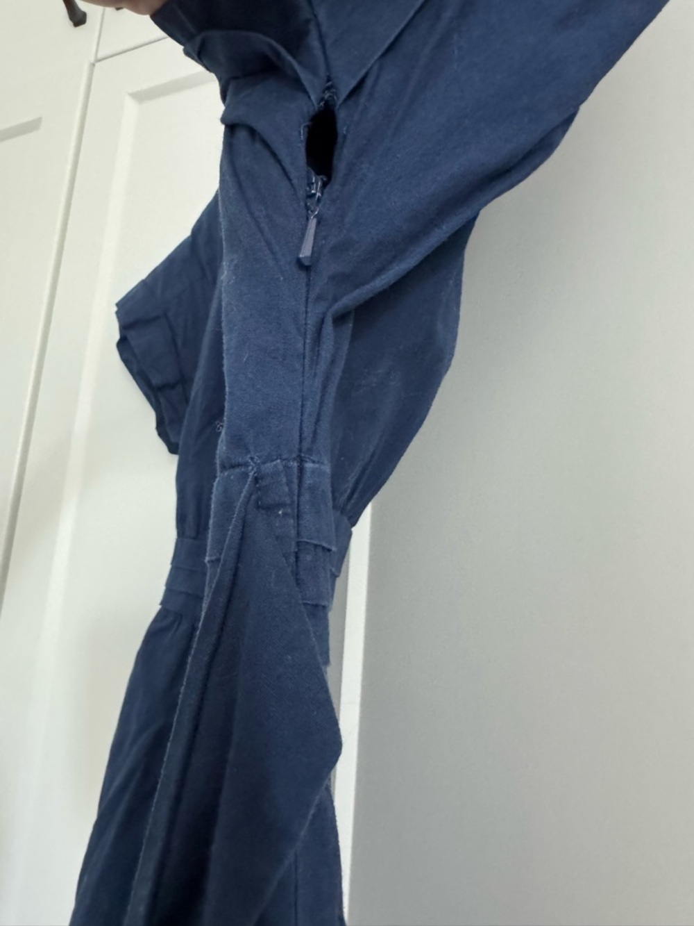 Anthropologie HD in Paris Size 10P Poplin Sheath Dress W/Pockets & Tie Belt Navy - Picture 6 of 6